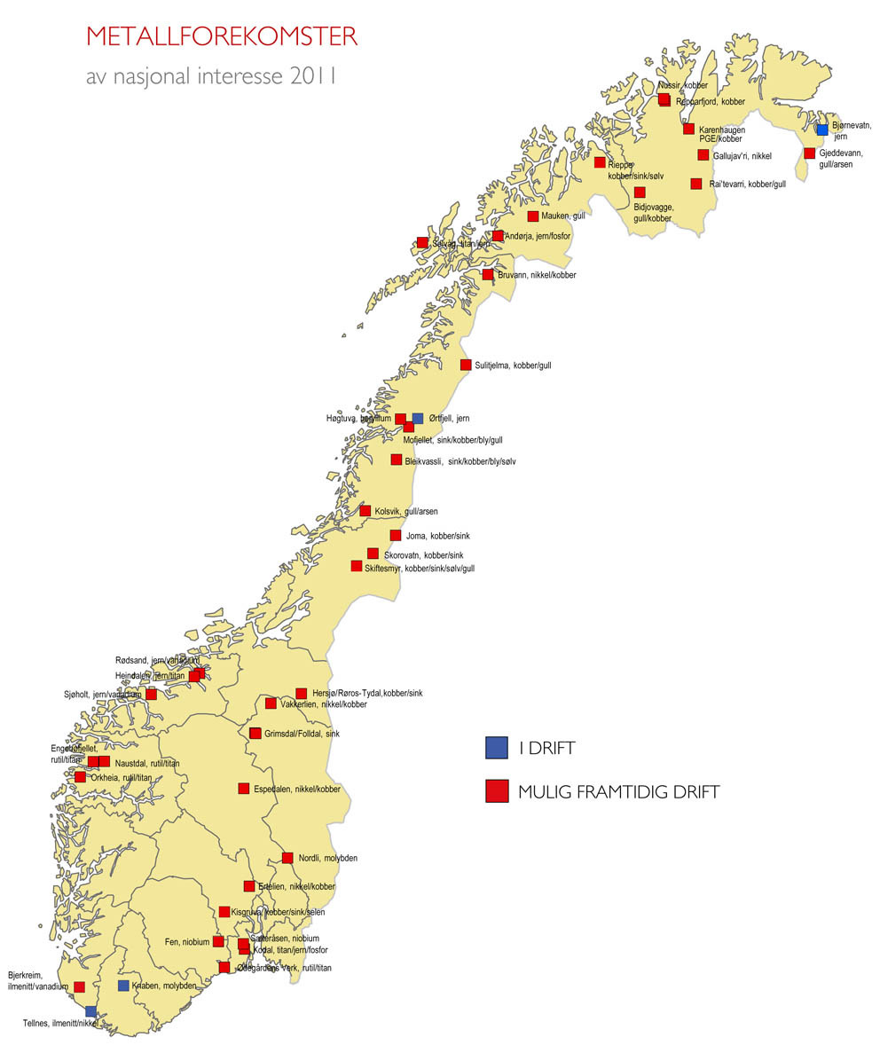 Metal deposits "in ground": Estimated value (2012): 200 billion Euro Governmental exploration programme 2012-14: approx. 15 million Euro Private exploration in Finmark 2006-2011: approx.