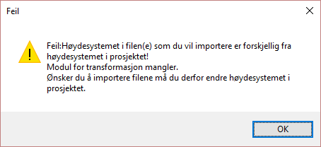 Sosi filer med ulik høydesystem I overgangsfasen vil man av og til få sosi filer med