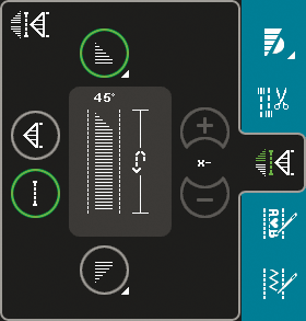 Lappeteknikk-program (C) Med lappeteknikk-programmet kan du programmere en bestemt sømlengde som skal repeteres. Dette er svært nyttig når du skal quilte.