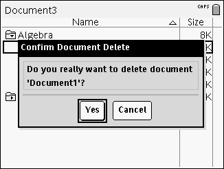eller Trykk på.. En dialogboks åpnes, der du kan bekrefte at du vil slette filen eller mappen. 3. Trykk på x eller for å velge Ja. Nå er dokumentet slettet.