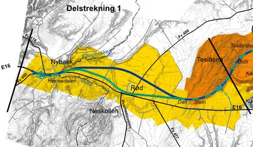 42 SILING AV ALTERNATIVER FOR STREKNINGEN NYBAKK-ULLERN Vurdering av konsekvenser for alternativene Alternativ 1 kommer i direkte konflikt med et arkeologisk funnsted.