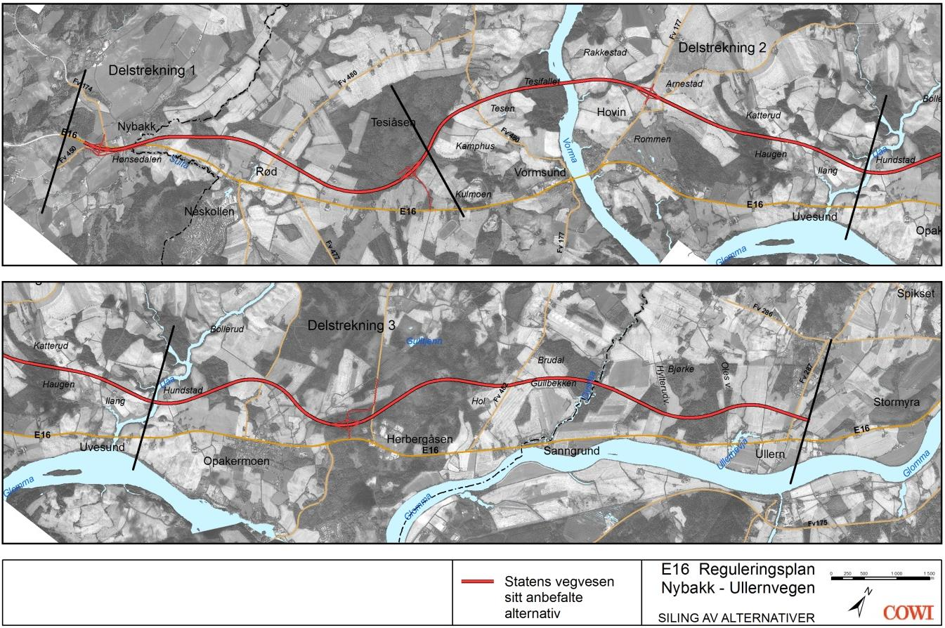 Figur 22 Anbefalt alternativ for E16 Nybakk-Ullern