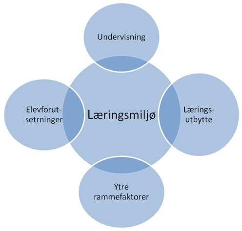 Skissen under søker å synliggjøre ulike faktorer som har betydning for elevenes læring og utvikling, og modellen inkluderer i realiteten alle kvalitetsområdene.