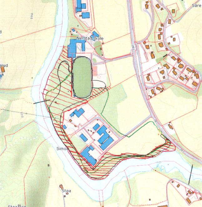 OMRÅDE: Nerstad I 2-Forlengelse av lysløype på Nerstad Gbnr 23/1, 23/2 og 23/3 Innspill: 71 (Nytt innspill erstatter opprinnelig innspill 71) Dagens formål: LNF, næring og offentlig formål Foreslått