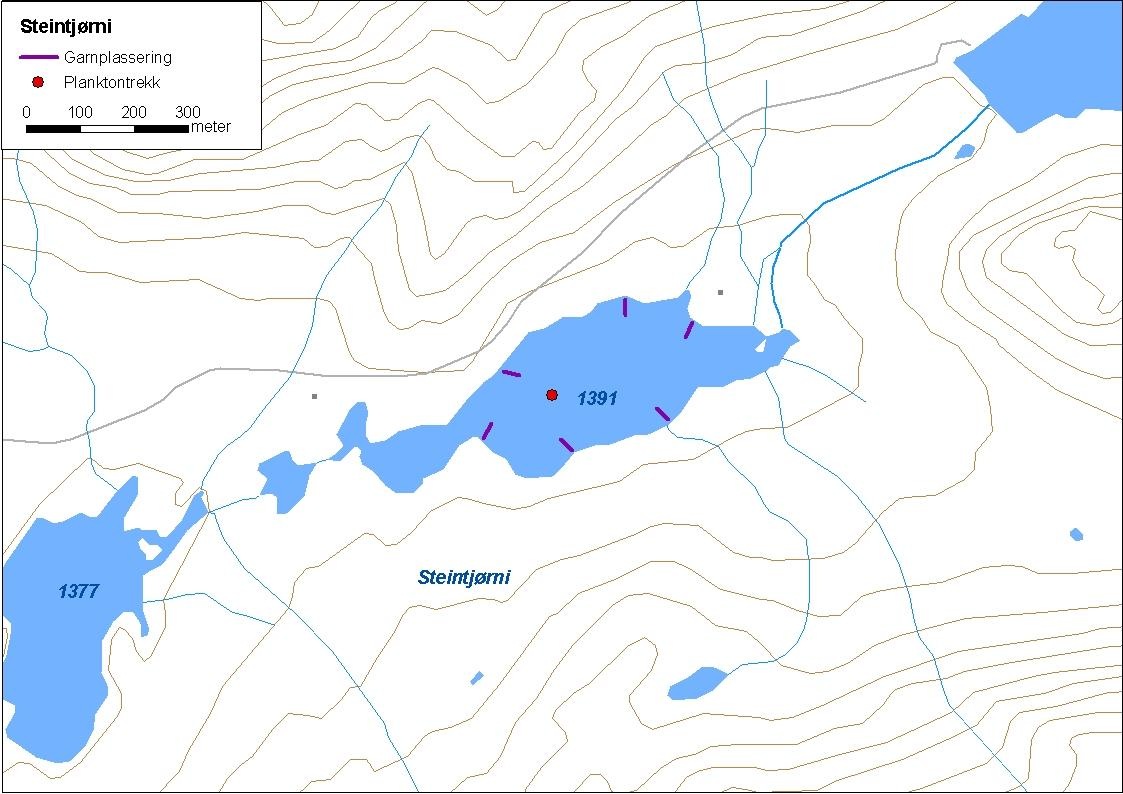 .. Steintjørni (øvre) Steintjørni (innsjønummer 383) ligg i Lærdalsvassdraget i Lærdal kommune (figur 8). Vatnet ligg 39 moh og er, km² stort.