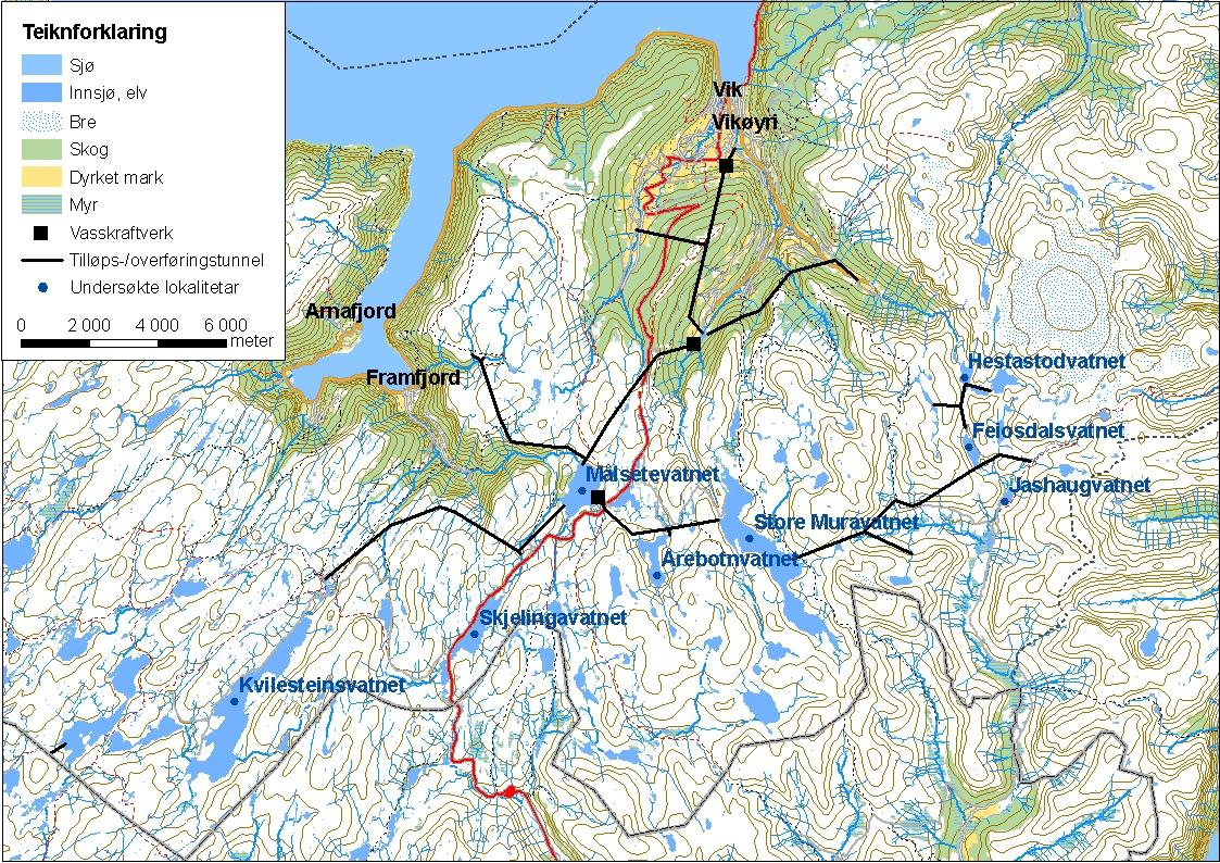 . Statkraft Ved prøvefisket i 7 vart det undersøkt åtte vatn på Vikafjellet (figur ).