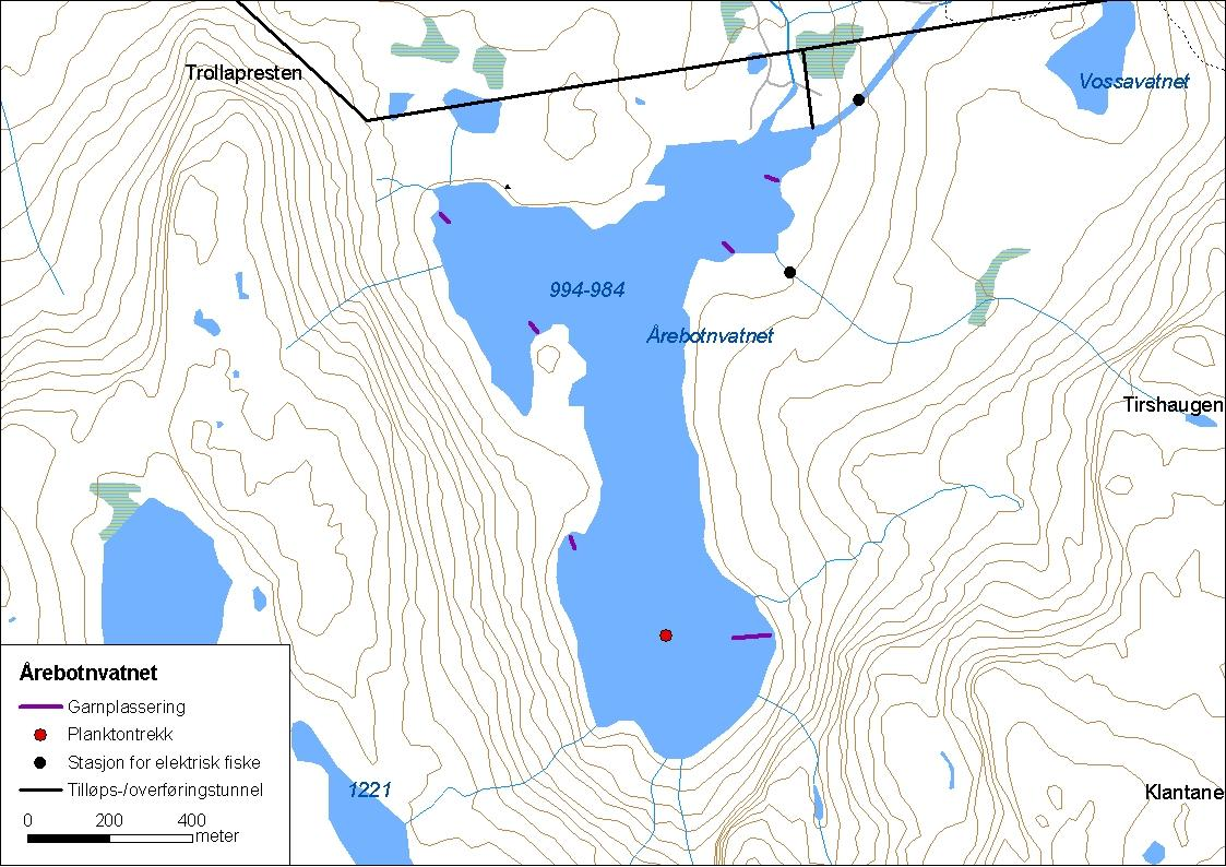 ..8 Årebotnvatnet Årebotnvatnet (innsjønummer 7) ligg i Vik kommune (figur ).