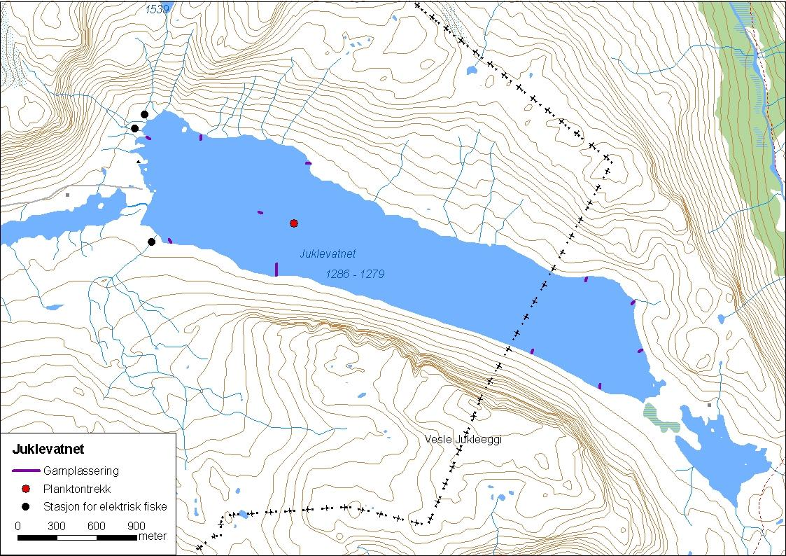 .. Juklevatnet (Store Juklevatnet) Juklevatnet (innsjønummer 9) ligg i Lærdalsvassdraget i Lærdal og Hemsedal kommune (figur 8).