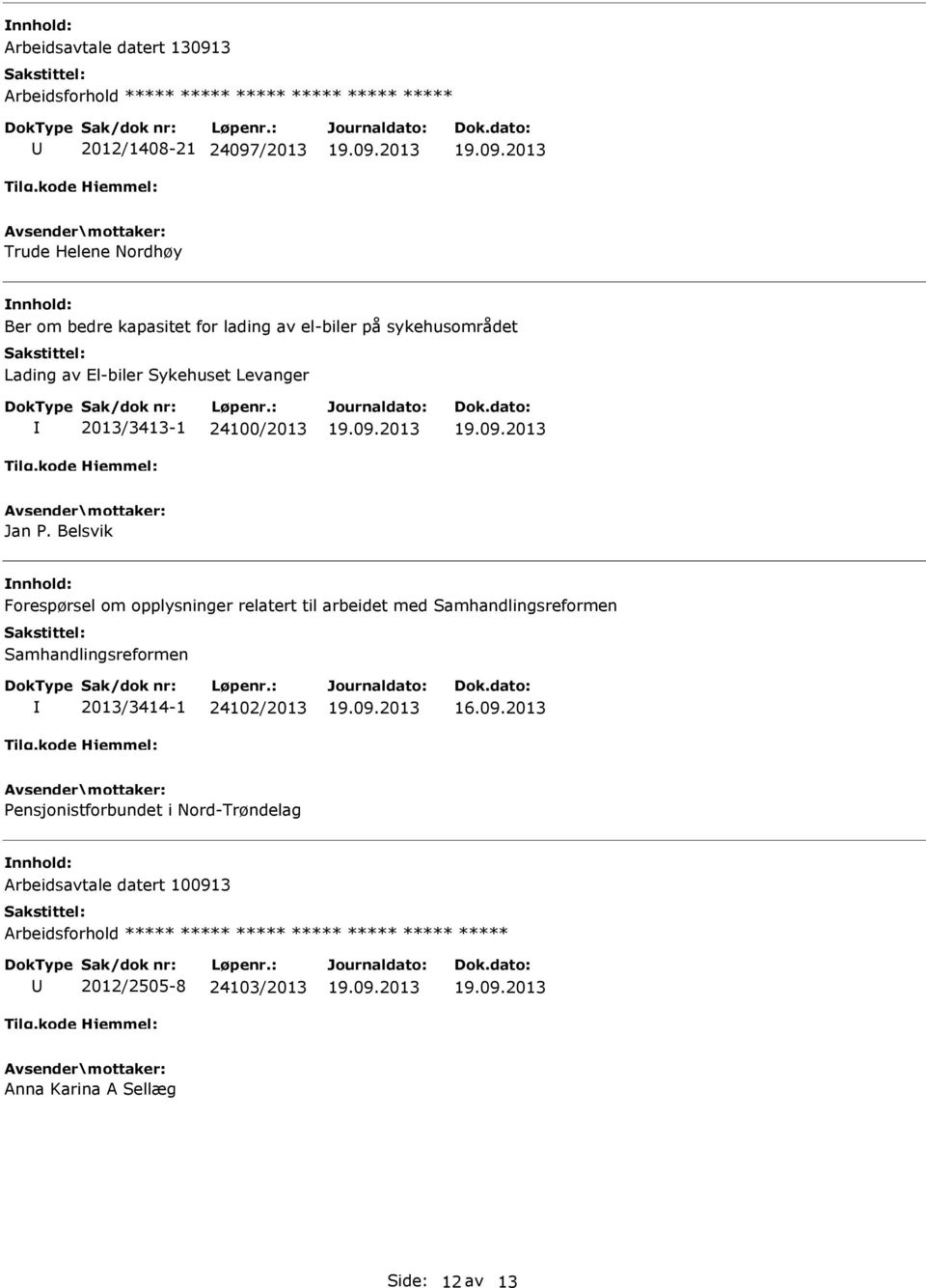 Belsvik Forespørsel om opplysninger relatert til arbeidet med Samhandlingsreformen Samhandlingsreformen 2013/3414-1 24102/2013 16.09.