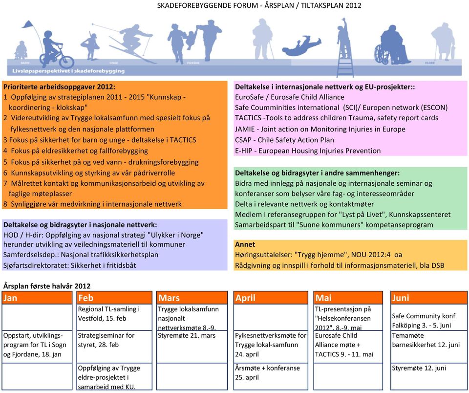 -Tools to address children Trauma, safety report cards fylkesnettverk og den nasjonale plattformen JAMIE - Joint action on Monitoring Injuries in Europe 3 Fokus på sikkerhet for barn og unge -