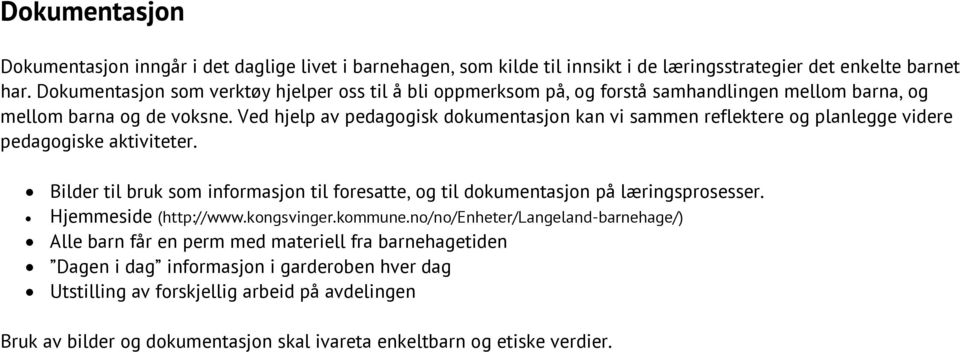 Ved hjelp av pedagogisk dokumentasjon kan vi sammen reflektere og planlegge videre pedagogiske aktiviteter.