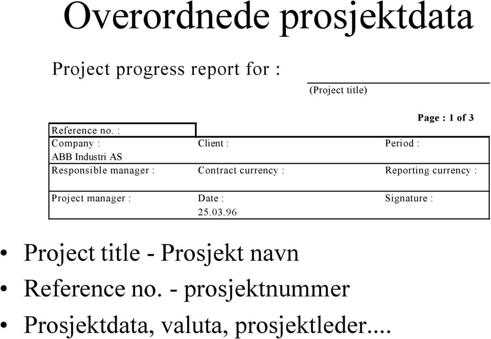 : Company : Client : Period : ABB Industri AS Responsible manager : Contract currency :