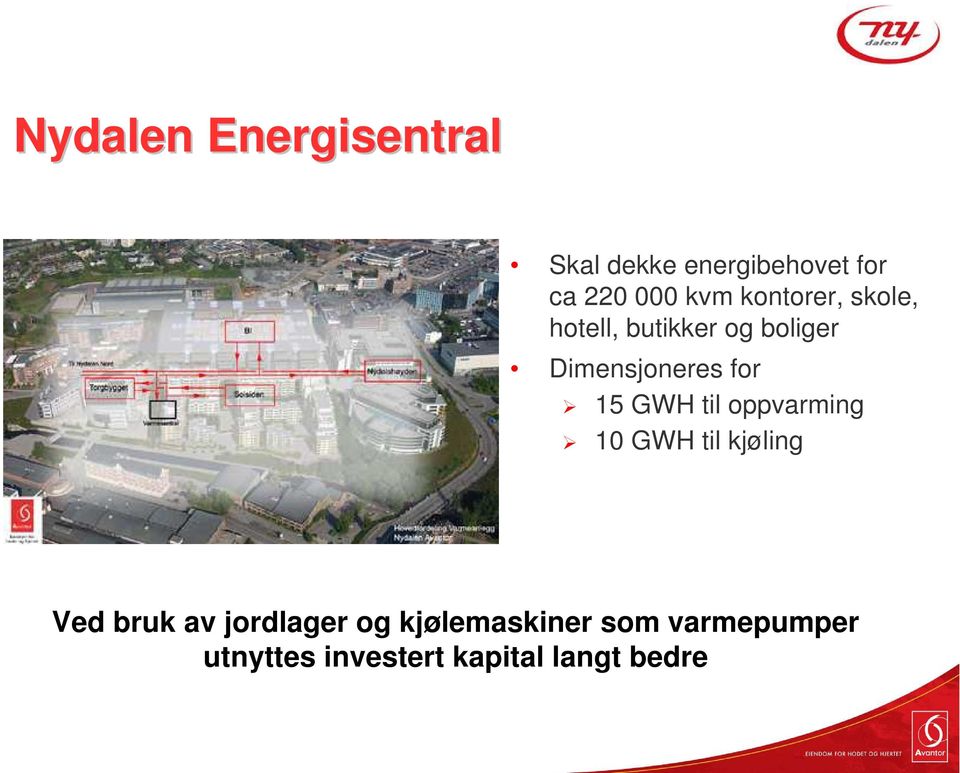 GWH til oppvarming 10 GWH til kjøling Ved bruk av jordlager og