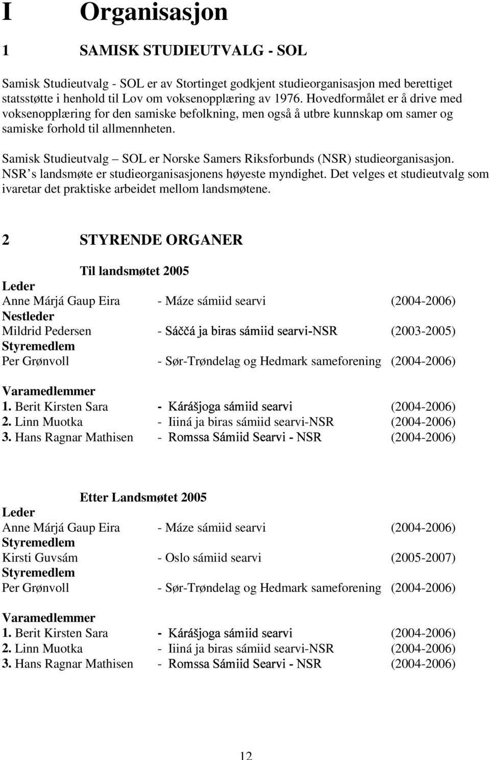 Samisk Studieutvalg SOL er Norske Samers Riksforbunds (NSR) studieorganisasjon. NSR s landsmøte er studieorganisasjonens høyeste myndighet.