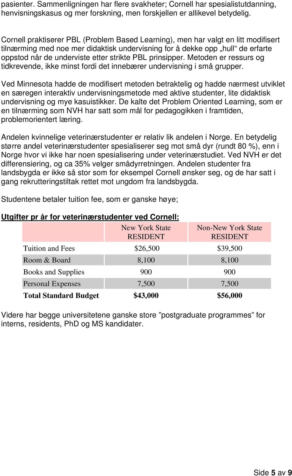 strikte PBL prinsipper. Metoden er ressurs og tidkrevende, ikke minst fordi det innebærer undervisning i små grupper.