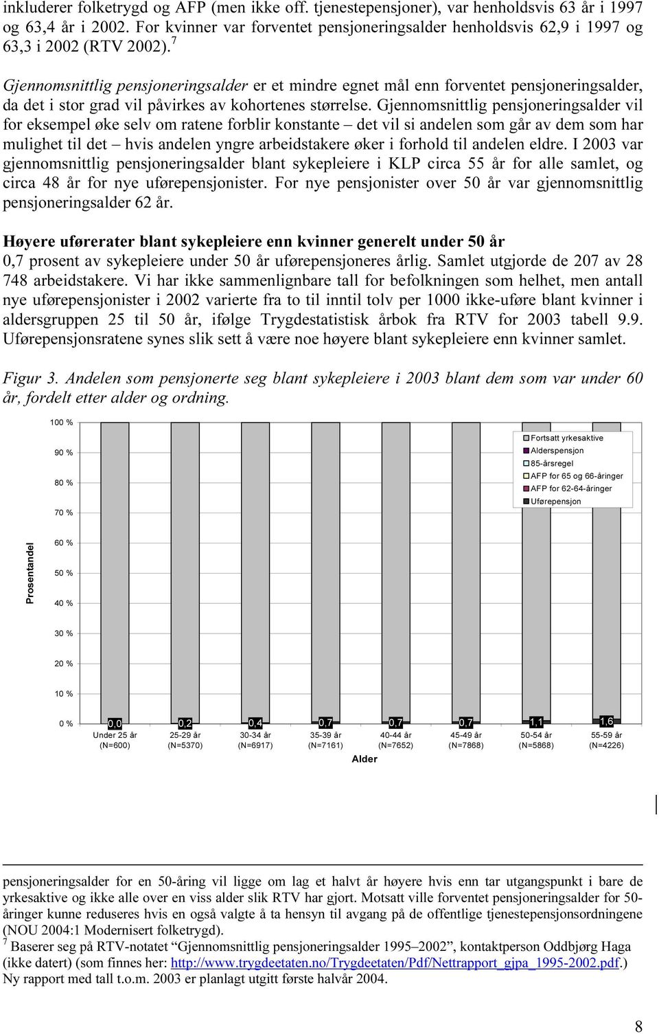 7 Gjennomsnittlig pensjoneringsalder er et mindre egnet mål enn forventet pensjoneringsalder, da det i stor grad vil påvirkes av kohortenes størrelse.