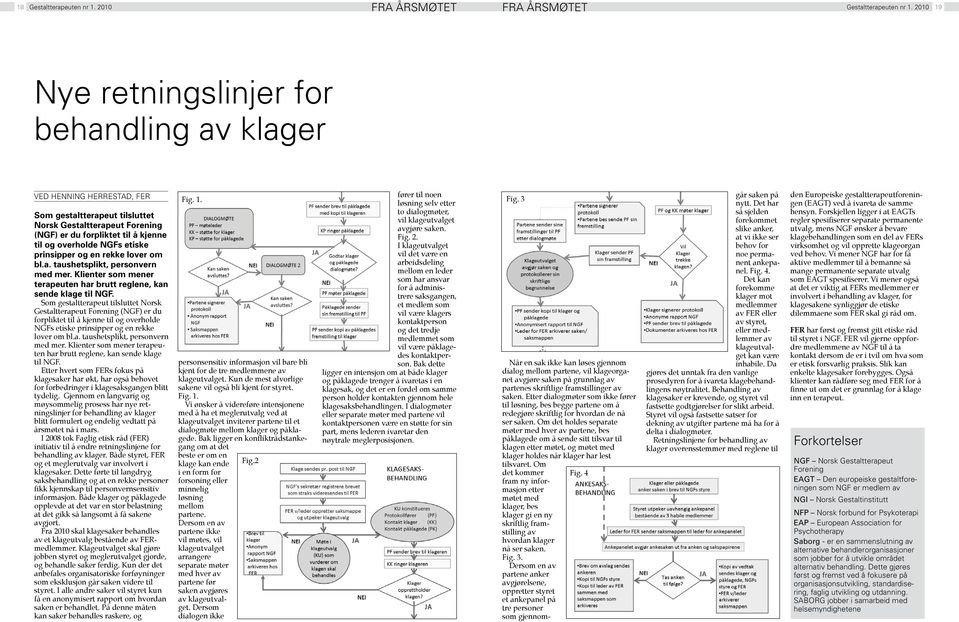 etiske prinsipper og en rekke lover om bl.a. taushetsplikt, personvern med mer. Klienter som mener terapeuten har brutt reglene, kan sende klage til NGF.