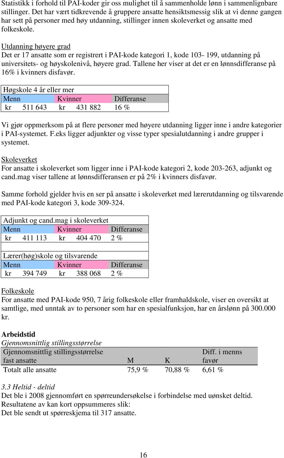 Utdanning høyere grad Det er 17 ansatte som er registrert i PAI-kode kategori 1, kode 103-199, utdanning på universitets- og høyskolenivå, høyere grad.