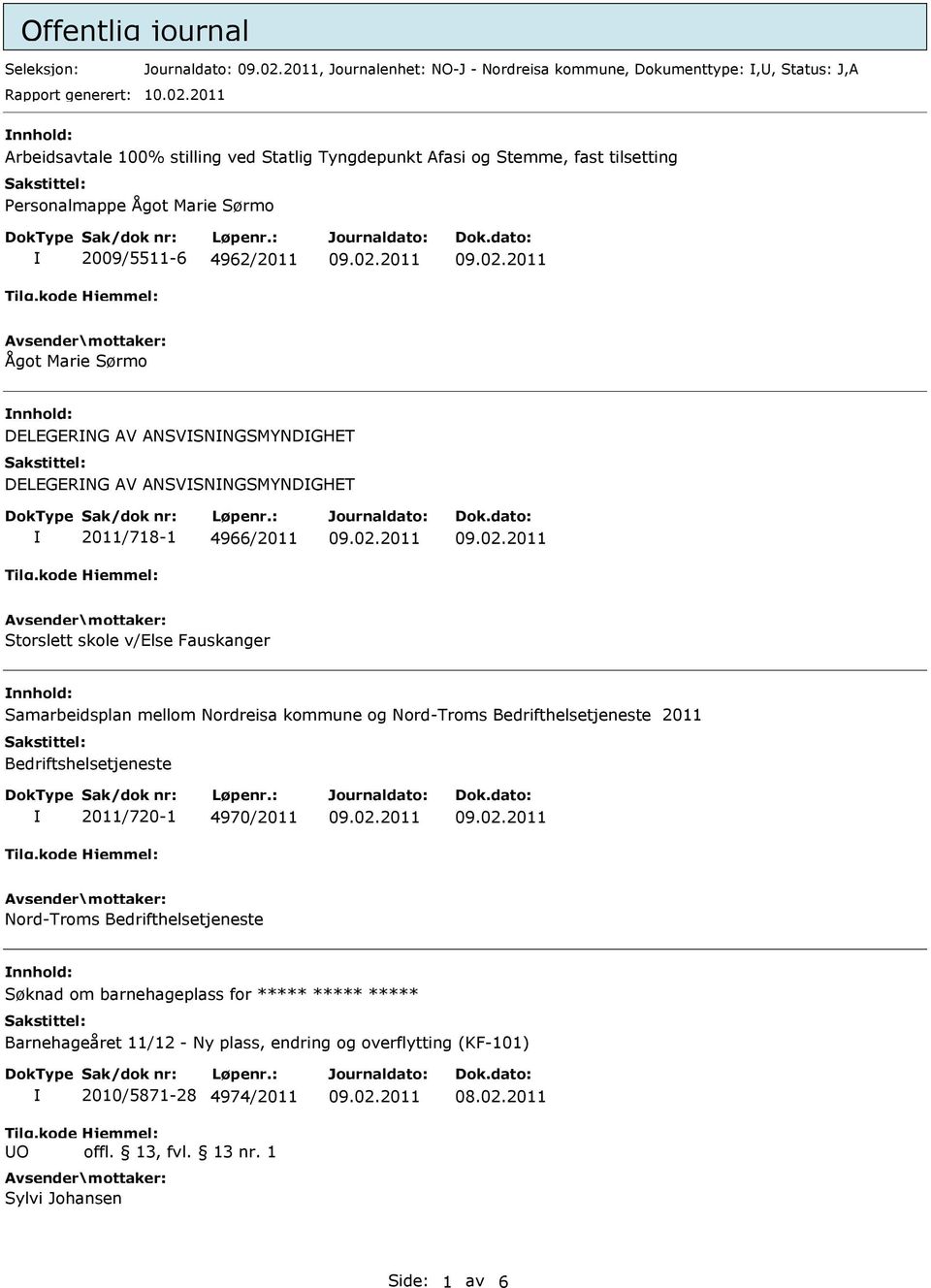 nnhold: DELEGERNG AV ANSVSNNGSMYNDGHET DELEGERNG AV ANSVSNNGSMYNDGHET 2011/718-1 4966/2011 Storslett skole v/else Fauskanger nnhold: Samarbeidsplan mellom Nordreisa kommune