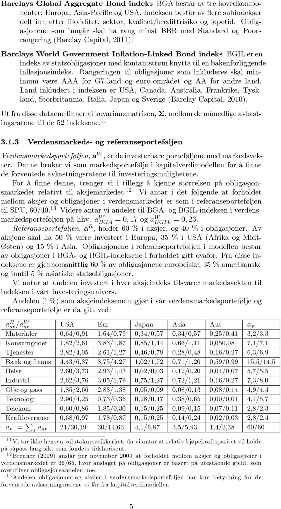 Obligasjonene som inngår skal ha rang minst BBB med Standard og Poors rangering (Barclay Capital, 2011).