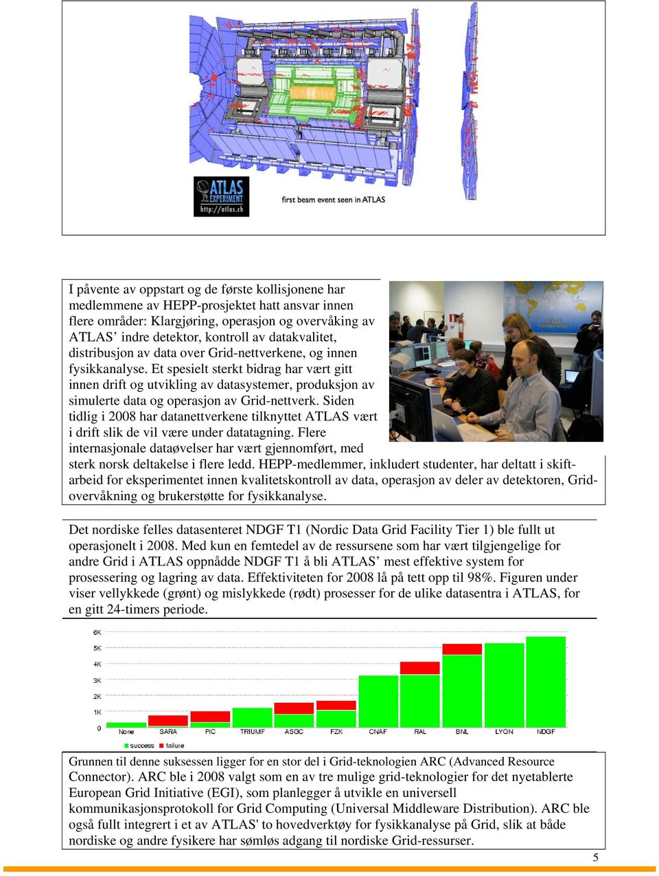 Et spesielt sterkt bidrag har vært gitt innen drift og utvikling av datasystemer, produksjon av simulerte data og operasjon av Grid-nettverk.