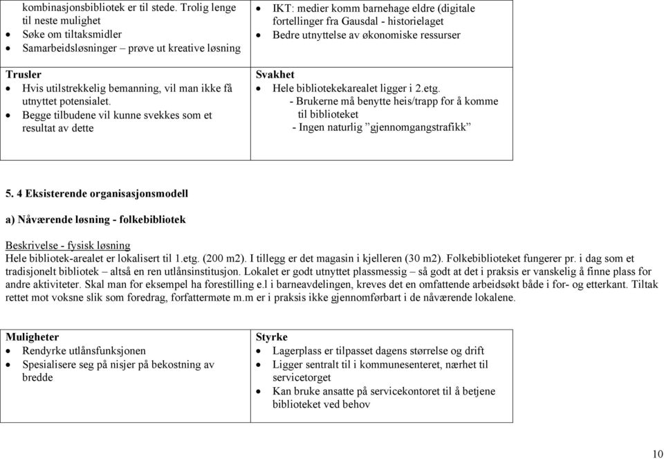 utnyttelse av økonomiske ressurser Trusler Hvis utilstrekkelig bemanning, vil man ikke få utnyttet potensialet.