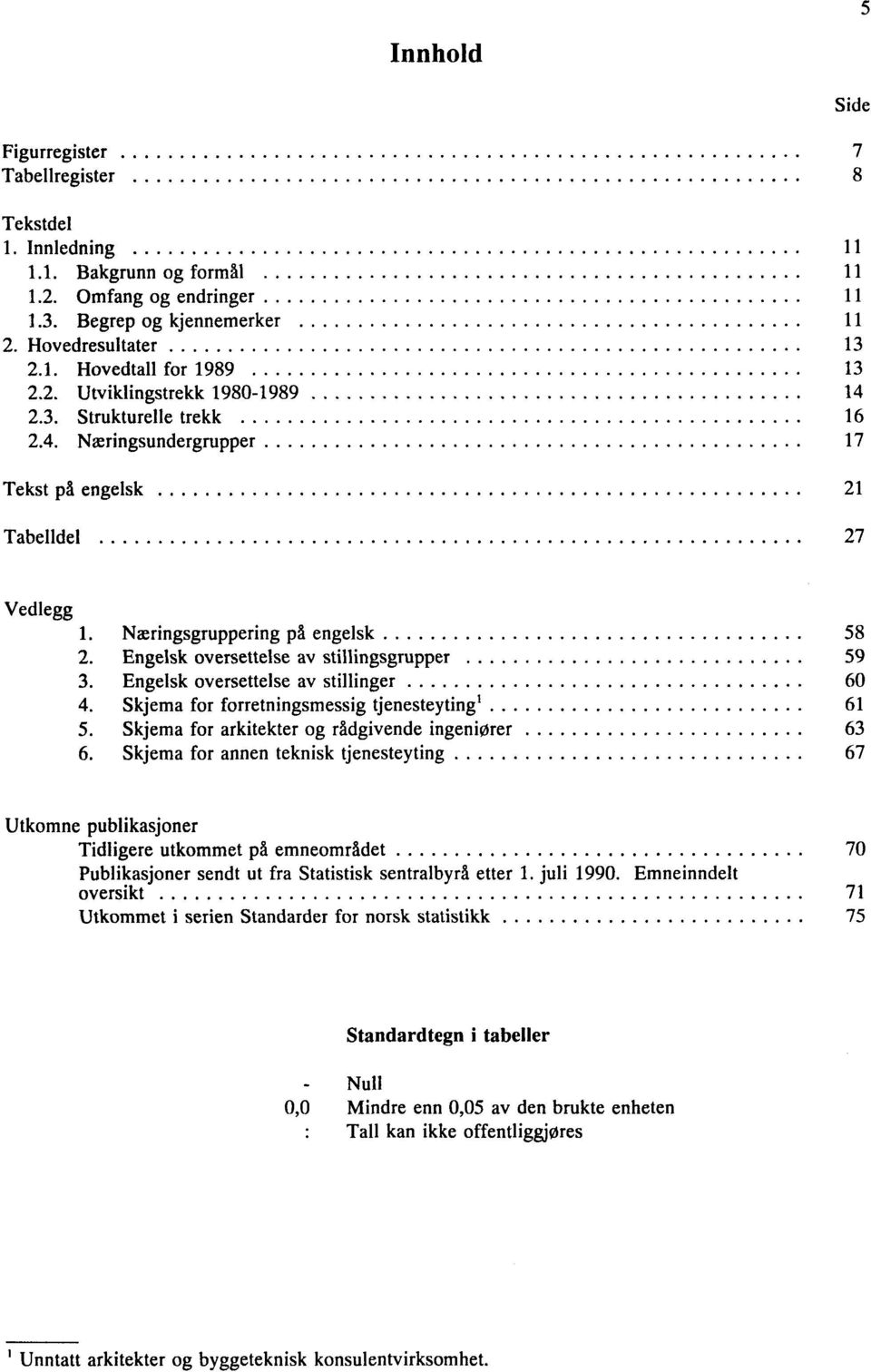 Engelsk oversettelse av stillingsgrupper 59 3. Engelsk oversettelse av stillinger 60 4. Skjema for forretningsmessig tjenesteytingi 61 5. Skjema for arkitekter og rådgivende ingeniører 63 6.