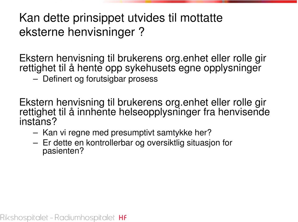 Ekstern henvisning til brukerens org.