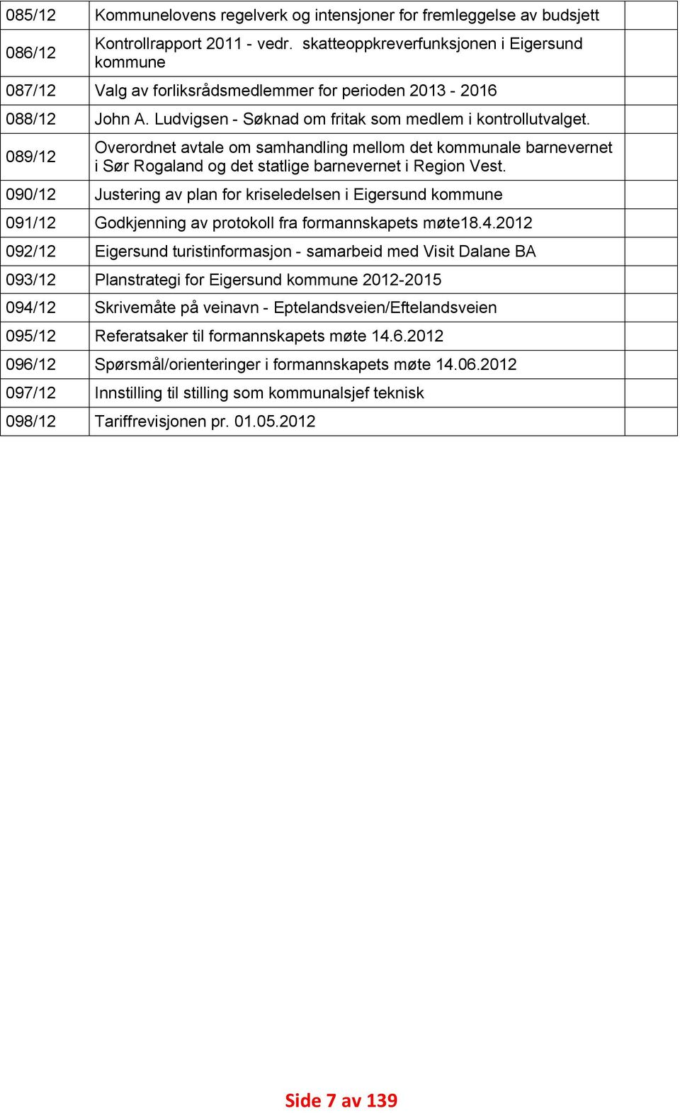 089/12 Overordnet avtale om samhandling mellom det kommunale barnevernet i Sør Rogaland og det statlige barnevernet i Region Vest.