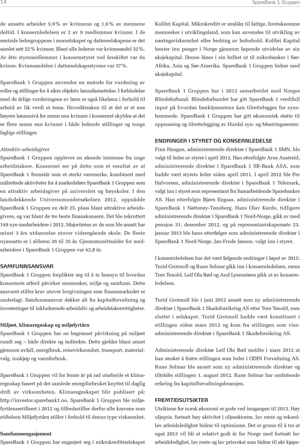 Av åtte styremedlemmer i konsernstyret ved årsskiftet var én kvinne. Kvinneandelen i datterselskapsstyrene var 37%.