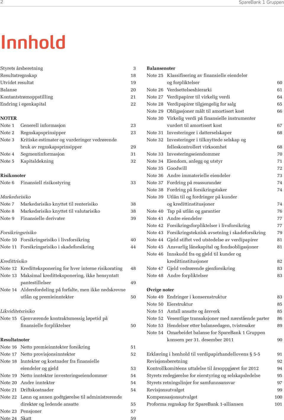 risikostyring 33 Markedsrisiko Note 7 Markedsrisiko knyttet til renterisiko 38 Note 8 Markedsrisiko knyttet til valutarisiko 38 Note 9 Finansielle derivater 39 Forsikringsrisiko Note 10