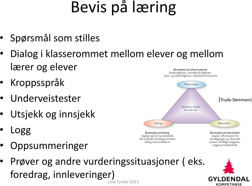 Underveistester Utsjekk og innsjekk Logg Oppsummeringer Prøver