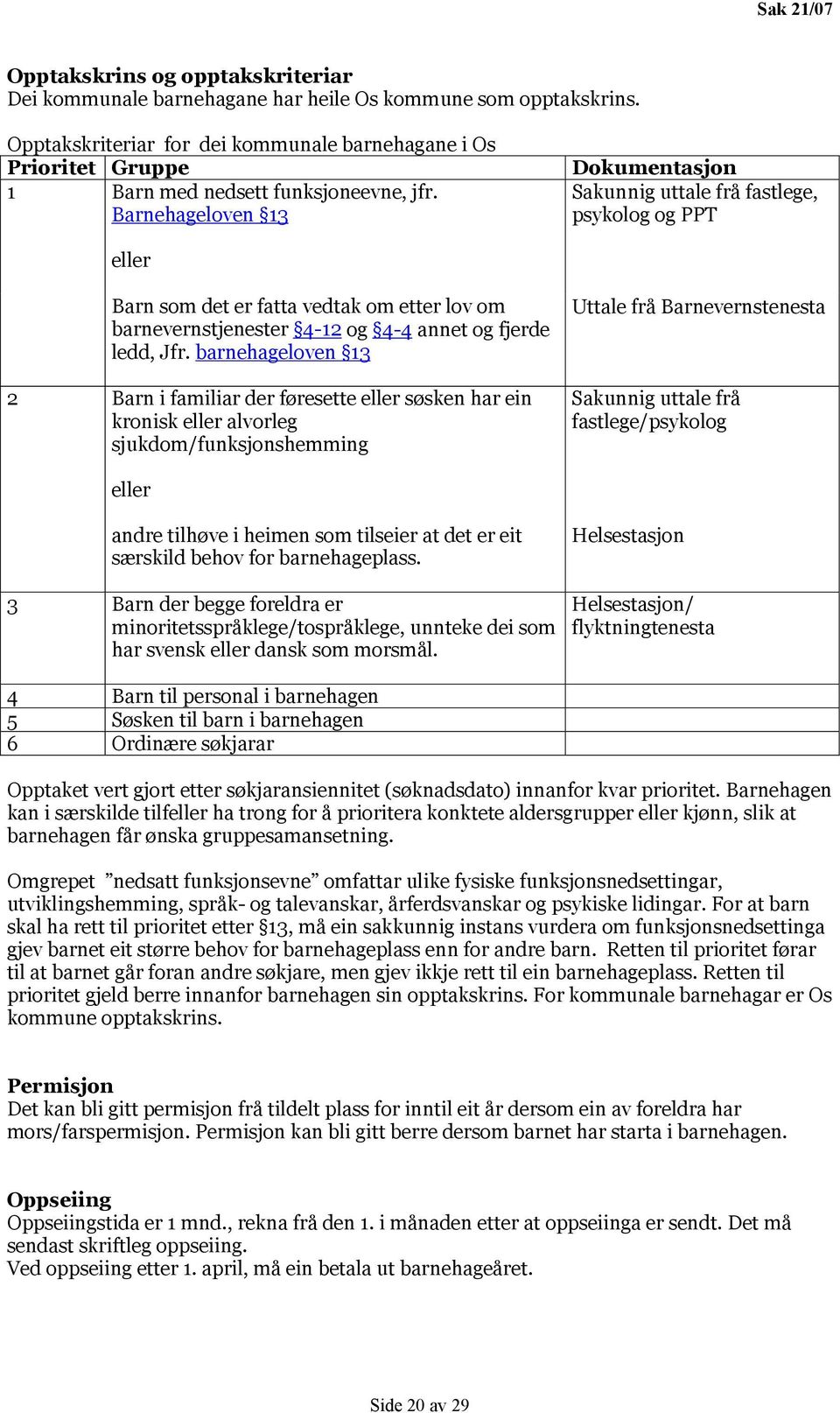 Barnehageloven 13 Dokumentasjon Sakunnig uttale frå fastlege, psykolog og PPT eller Barn som det er fatta vedtak om etter lov om barnevernstjenester 4-12 og 4-4 annet og fjerde ledd, Jfr.