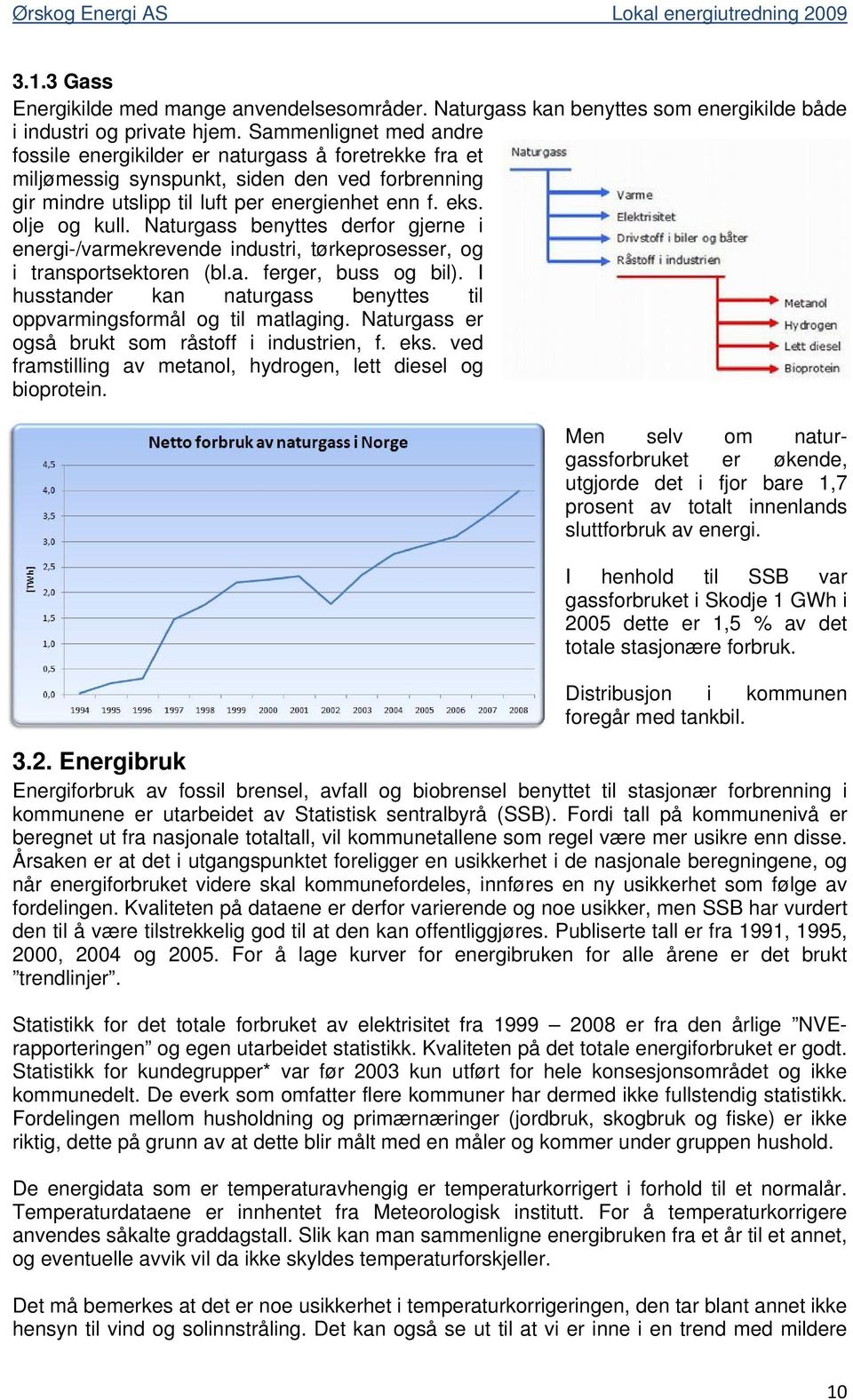 Naturgass benyttes derfor gjerne i energi-/varmekrevende industri, tørkeprosesser, og i transportsektoren (bl.a. ferger, buss og bil).