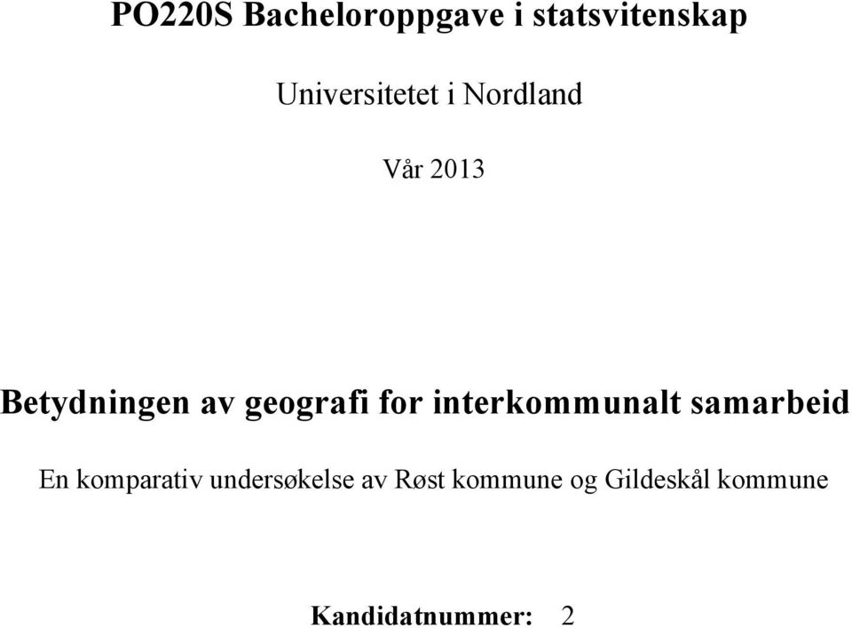 geografi for interkommunalt samarbeid En komparativ