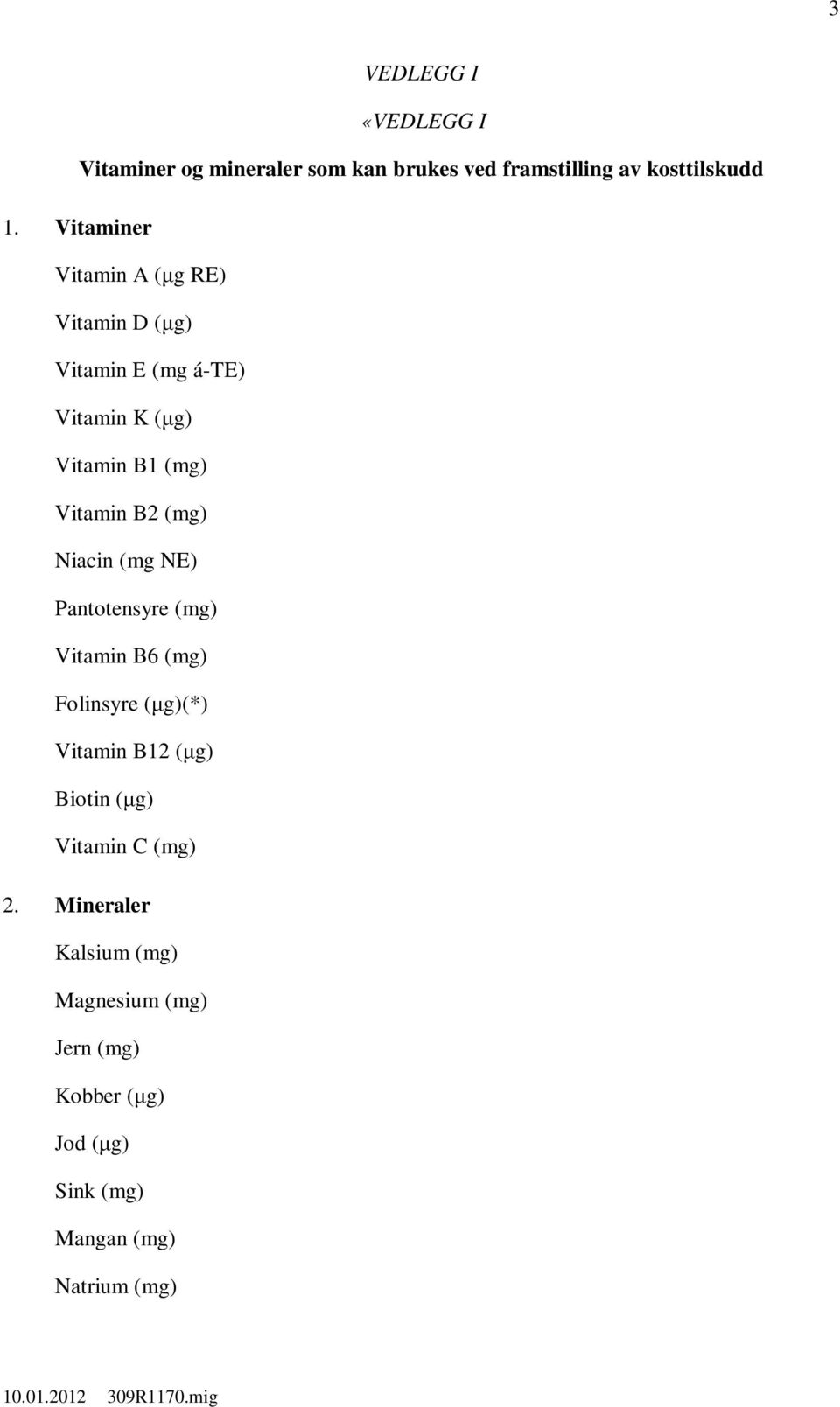 (mg) Niacin (mg NE) Pantotensyre (mg) Vitamin B6 (mg) Folinsyre (µg)(*) Vitamin B12 (µg) Biotin (µg)