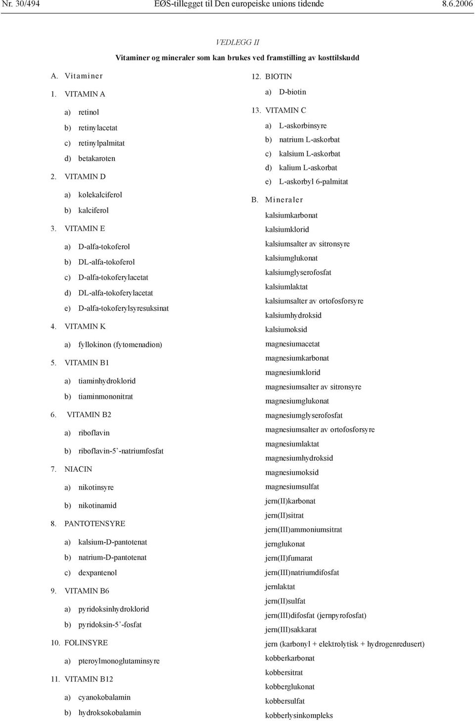 VITAMIN E a) D-alfa-tokoferol b) DL-alfa-tokoferol c) D-alfa-tokoferylacetat d) DL-alfa-tokoferylacetat e) D-alfa-tokoferylsyresuksinat 4. VITAMIN K a) fyllokinon (fytomenadion) 5.