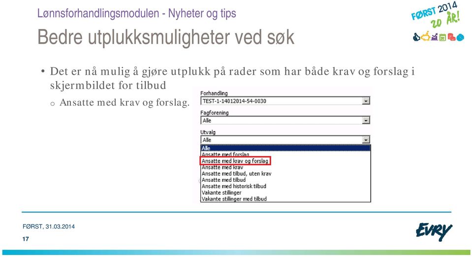 har både krav og forslag i skjermbildet