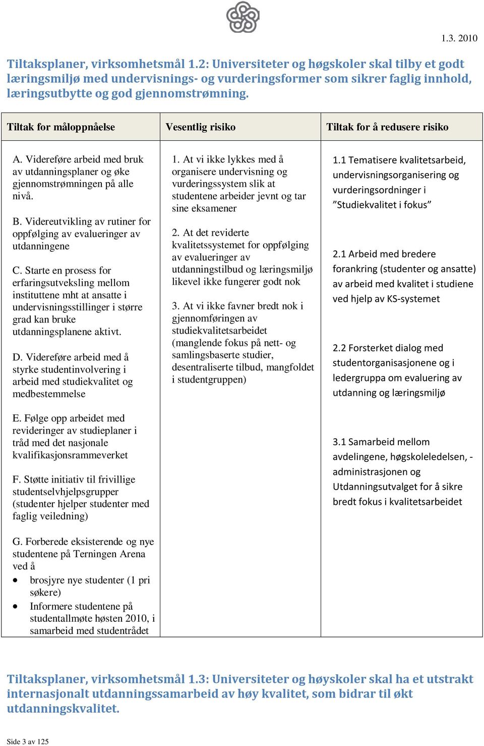 Videreutvikling av rutiner for oppfølging av evalueringer av utdanningene C.