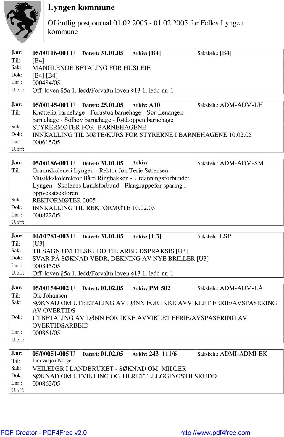 : ADM-ADM-LH Til: Knøttelia barnehage - Furustua barnehage - Sør-Lenangen barnehage - Solhov barnehage - Rødtoppen barnehage Sak: STYRERMØTER FOR BARNEHAGENE Dok: INNKALLING TIL MØTE/KURS FOR