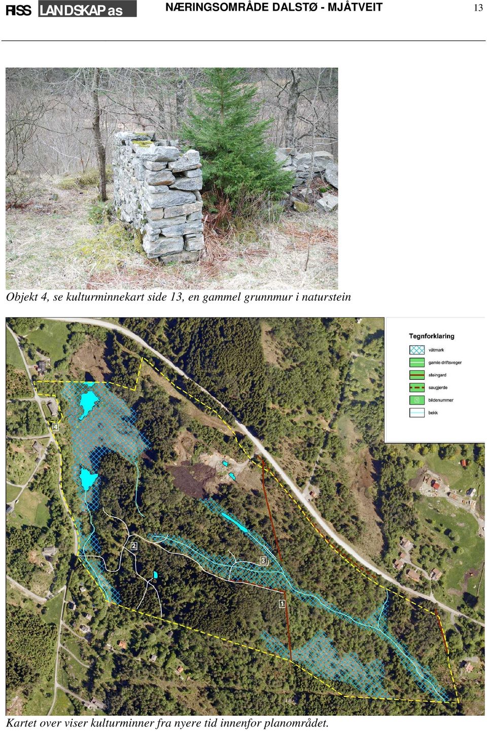 grunnmur i naturstein Kartet over viser