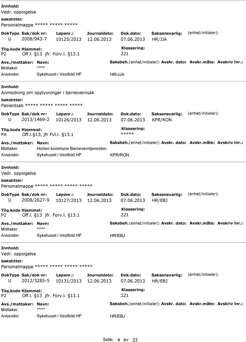 KPR/RON Mottaker Horten kommune Barneverntjenesten