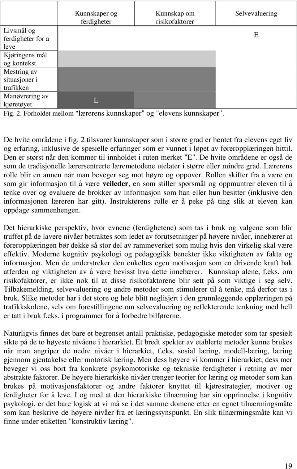 2 tilsvarer kunnskaper som i større grad er hentet fra elevens eget liv og erfaring, inklusive de spesielle erfaringer som er vunnet i løpet av føreropplæringen hittil.