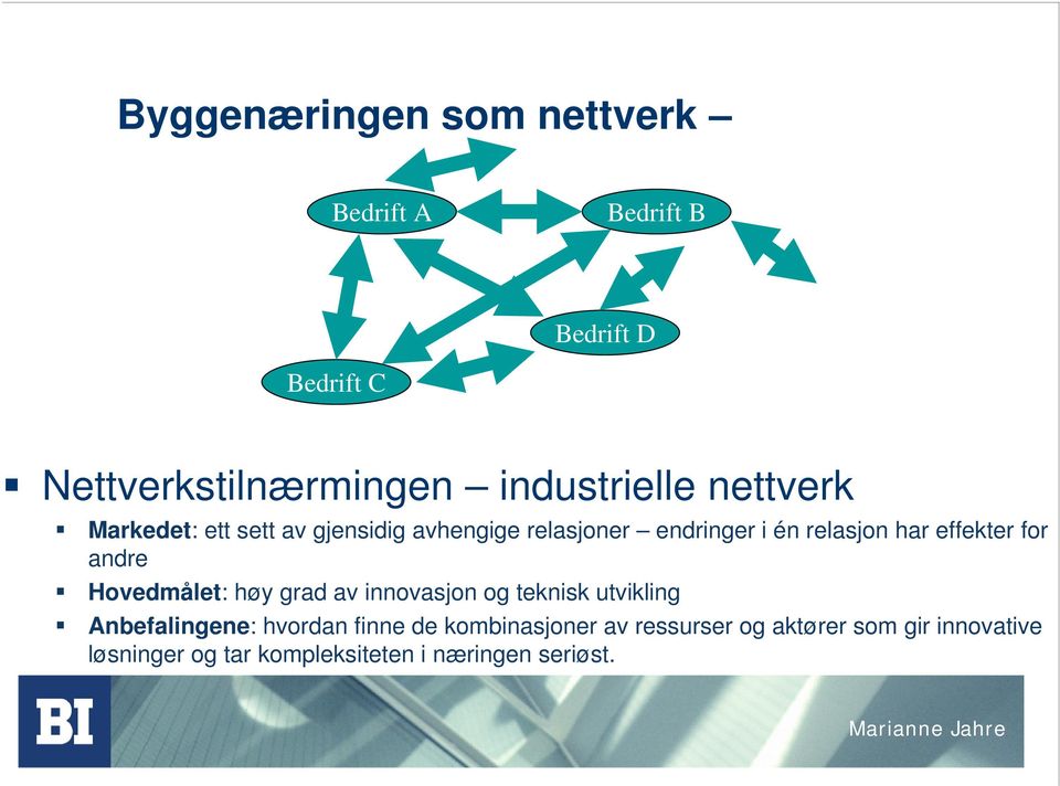 for andre Hovedmålet: høy grad av innovasjon og teknisk utvikling Anbefalingene: hvordan finne de