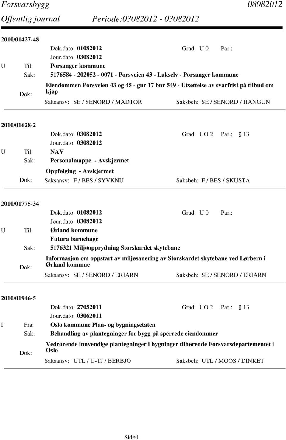 : 13 U Til: NAV Sak: Personalmappe - Avskjermet Oppfølging - Avskjermet Saksansv: F / BES / SYVKNU Saksbeh: F / BES / SKUSTA 2010/01775-34 U Til: Ørland kommune Futura barnehage Sak: 5176321