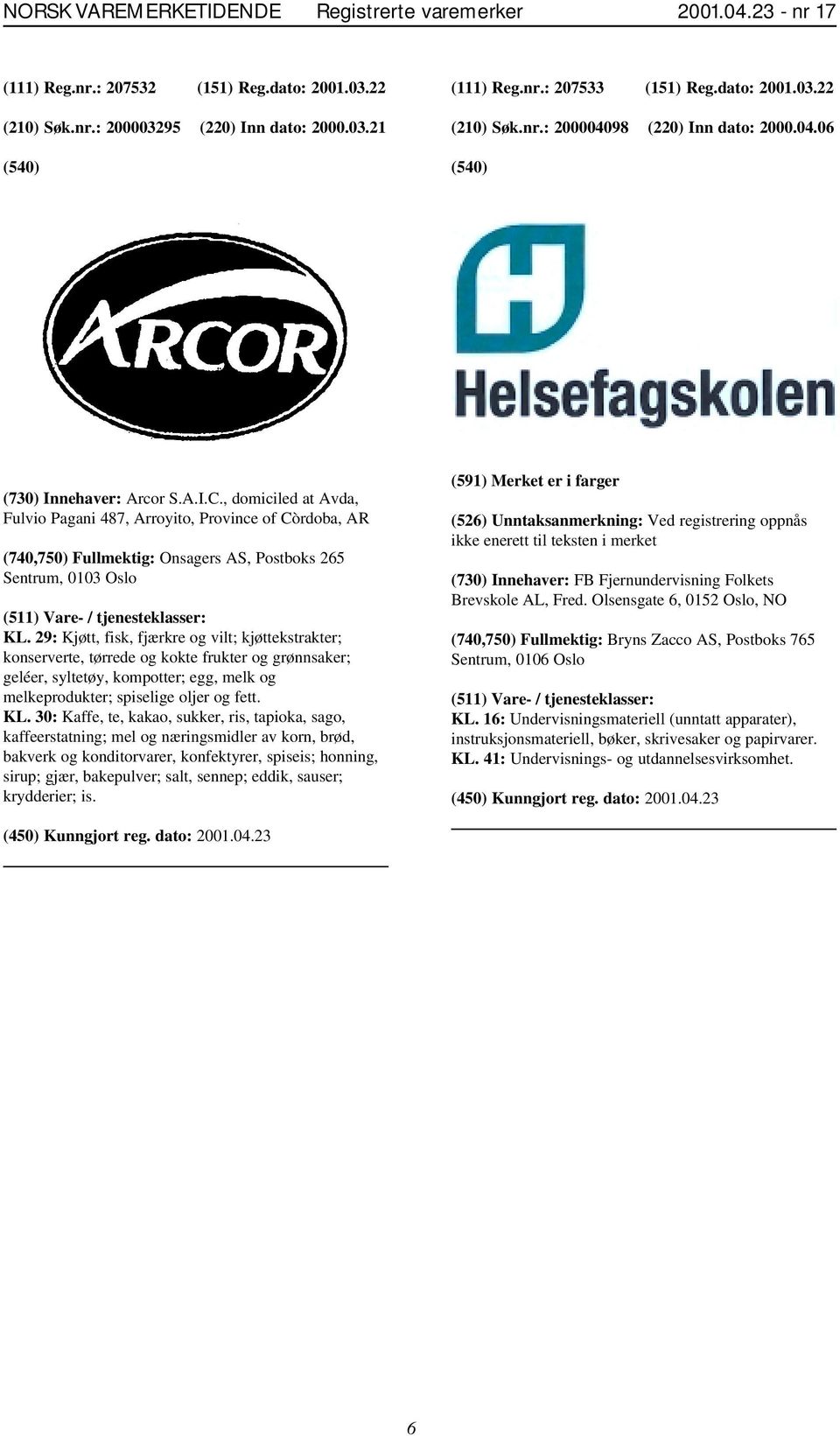 29: Kjøtt, fisk, fjærkre og vilt; kjøttekstrakter; konserverte, tørrede og kokte frukter og grønnsaker; geléer, syltetøy, kompotter; egg, melk og melkeprodukter; spiselige oljer og fett. KL.