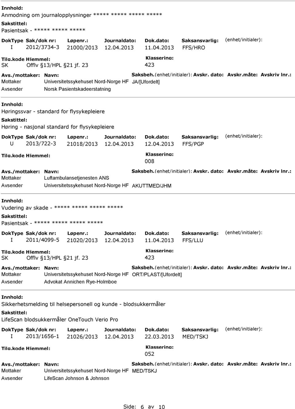 FFS/PGP 008 Avs./mottaker: Navn: Saksbeh. Avskr. dato: Avskr.måte: Avskriv lnr.