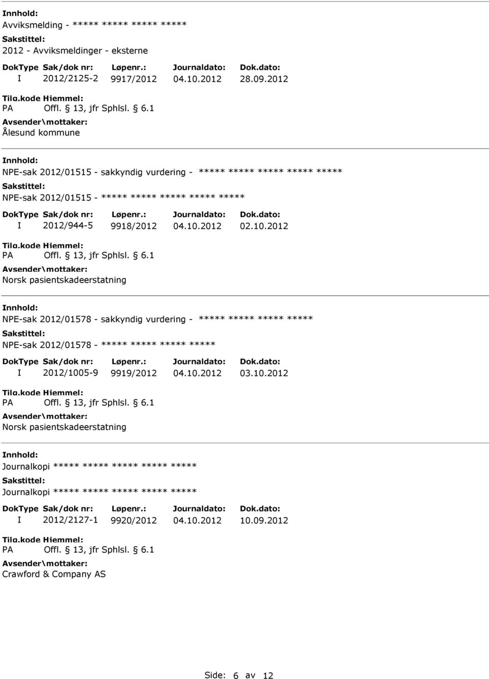 pasientskadeerstatning NPE-sak 2012/01578 - sakkyndig vurdering - ***** ***** ***** ***** NPE-sak 2012/01578 - ***** ***** ***** ***** 2012/1005-9