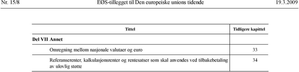 nasjonale valutaer og euro 33 Referanserenter, kalkulasjonsrenter