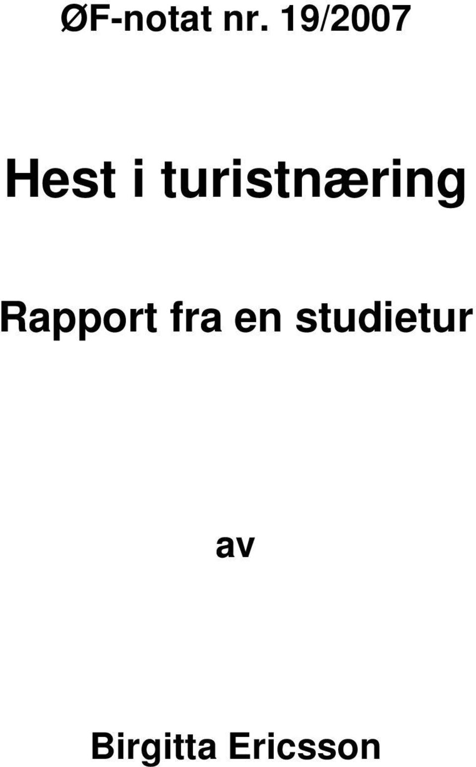 turistnæring Rapport